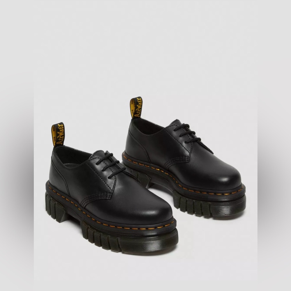 Dr. Martens Black AUDRICK NAPPA LEATHER PLATFORM SHOES